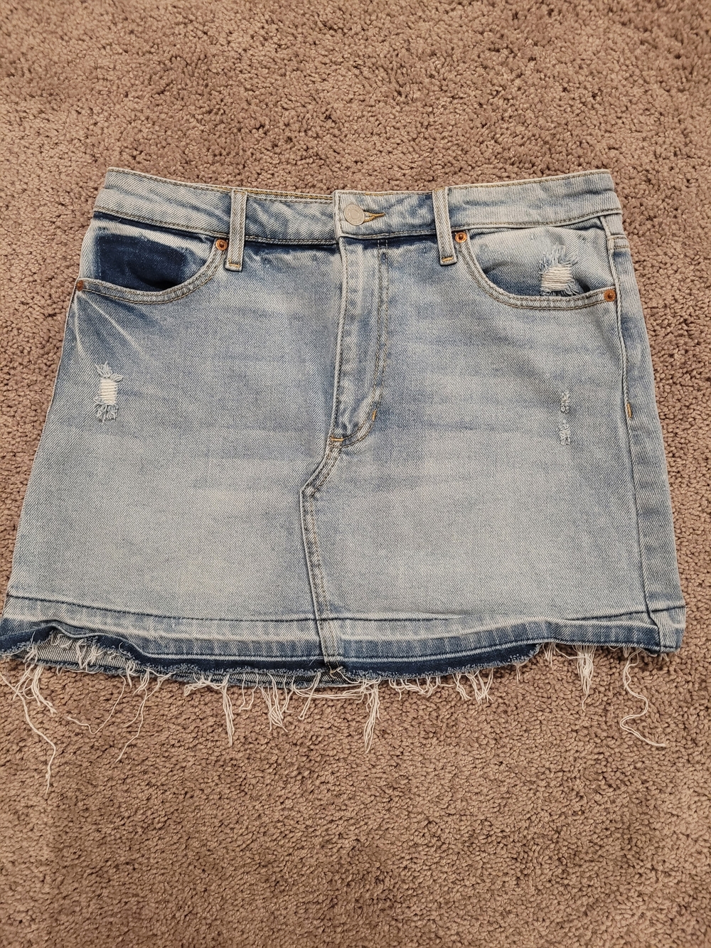 Altar'd State Light Blue Distressed Denim Mini Skirt